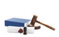 Different notary items and sealed document on white Royalty Free Stock Photo