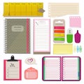 Different notebooks, notes, daily agendas and papers for organizer. Planner pad