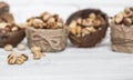 Different nuts in a plate closeup Royalty Free Stock Photo