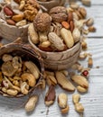 Different nuts in a plate closeup Royalty Free Stock Photo