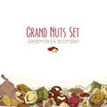 Different nuts seamless border Royalty Free Stock Photo