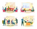Different Office Situations Flat Illustrations Set