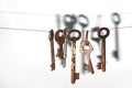 A different old retro rusty keys from different locks Royalty Free Stock Photo