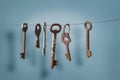 A different old retro rusty keys Royalty Free Stock Photo