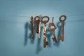 A different old retro rusty keys Royalty Free Stock Photo