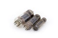 Different old vacuum tubes on a white background Royalty Free Stock Photo