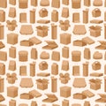 Different open and close boxes pack seamless pattern warehouse shipping container vector illustration texture