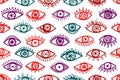 Different open eyes hipster repeatable pattern.