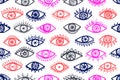 Different open eyes minimal seamless pattern. Pop