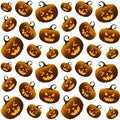 Different Orange Halloween Pumpkins Seamless Pattern