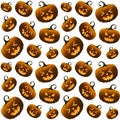 Different Orange Halloween Pumpkins Seamless Pattern Royalty Free Stock Photo