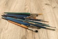 Different paint brushes closeup Royalty Free Stock Photo