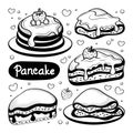 Different of Pancake with hand drawn doodle element