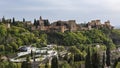 Different panoramic views of the Alhambra in Granada from the AlbaicÃ­n Royalty Free Stock Photo