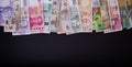 Different paper currencies from around the world Royalty Free Stock Photo