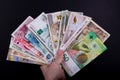 Different paper currencies from around the world Royalty Free Stock Photo