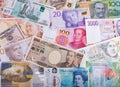Different paper currencies from around the world Royalty Free Stock Photo