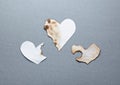 Different paper hearts. Partially damaged