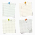 Set of different vector note papers with push pins. - Vector Royalty Free Stock Photo