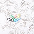 Different paperclips on white Royalty Free Stock Photo