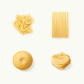 Minimalist Vector Illustration Of Various Pasta Types On White Background