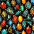 Different Pendants Seamless Pattern, Color Bijouterie Made of Epoxy Resin and Wood Top View Royalty Free Stock Photo