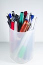 Different pens in holder Royalty Free Stock Photo