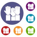 Different people hands raised up icons set Royalty Free Stock Photo