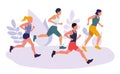 Different people jogging. Active healthy lifestyle concept, running, city competition, marathons, cardio workout, exercise. Isolat