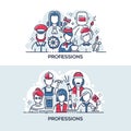 Different people professions vector banner templates set Royalty Free Stock Photo