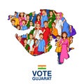 different people showing voting finger for Gujarat Legislative Assembly election