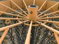 Top view of a disc golf frolfing basket with chain Royalty Free Stock Photo