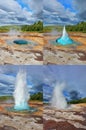 The different phases of the eruption of geyser