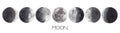 Different phases of the moon. Royalty Free Stock Photo