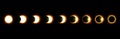 Different phases of solar and lunar eclipse . Vector Royalty Free Stock Photo