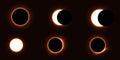 Different phases of solar and lunar eclipses Royalty Free Stock Photo