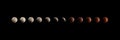 Different phases of total lunar eclipse on dark sky Royalty Free Stock Photo