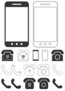 Different phone icons set Royalty Free Stock Photo