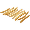 Different pieces of french fries isolated