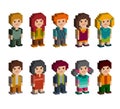 Different pixel 8-bit isometric characters