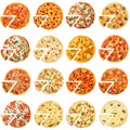 Different pizzas set, top view