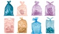 Different plastic bags isolated on white, collection Royalty Free Stock Photo