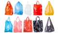 Different plastic bags isolated on white, collection Royalty Free Stock Photo