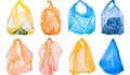 Different plastic bags isolated on white, collection Royalty Free Stock Photo