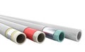 different plastic water pipes in layers 3d render on white no sh Royalty Free Stock Photo
