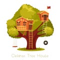 Different playhouses for children on tree.