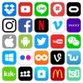 Different popular social media and other icons