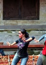 Different poses of dancer woman. Ethnic people.