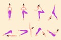 Set of yoga postures female