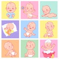 Set with cute little babies of 3-15 months,